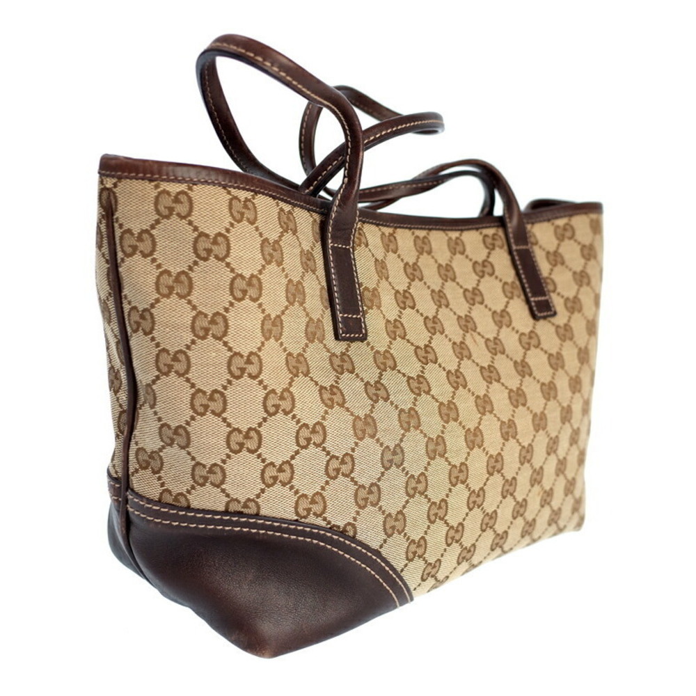Gucci Canvas mocha GG Tote monogram canvas Bag leather Britt brown